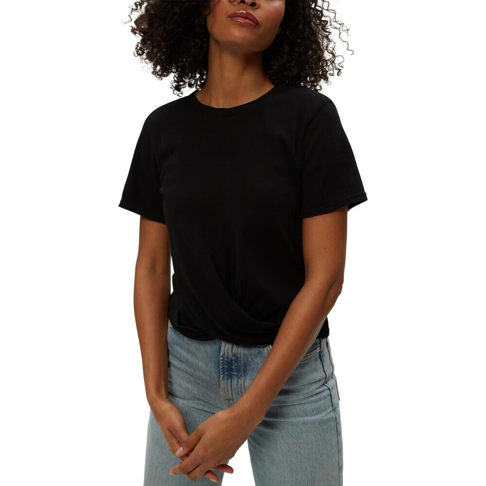 Michael Stars Hollis Criss Cross T-Shirt Womens Medium Black 100% Cotton RED1380